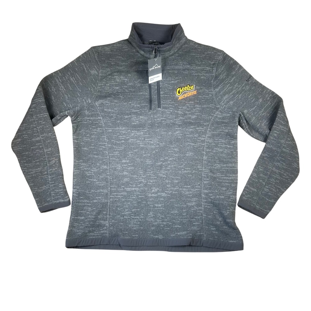 Eddie Bauer Men Cheetos Mac N Cheese 1/4 Zip Sweater Fleece Gray EB254 Large NWT